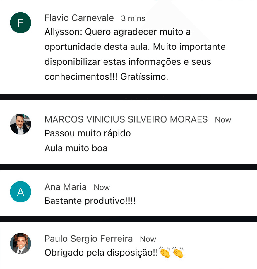 Depoimentos de alunos - Parte 1